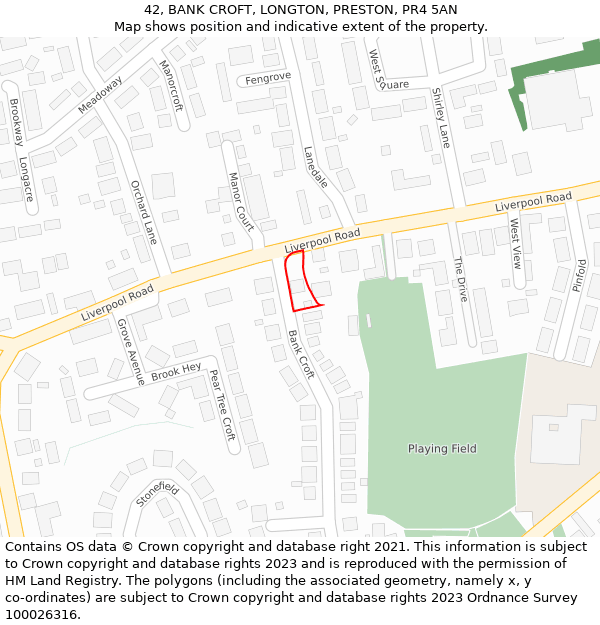 42, BANK CROFT, LONGTON, PRESTON, PR4 5AN: Location map and indicative extent of plot