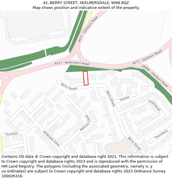 42, BERRY STREET, SKELMERSDALE, WN8 8QZ: Location map and indicative extent of plot