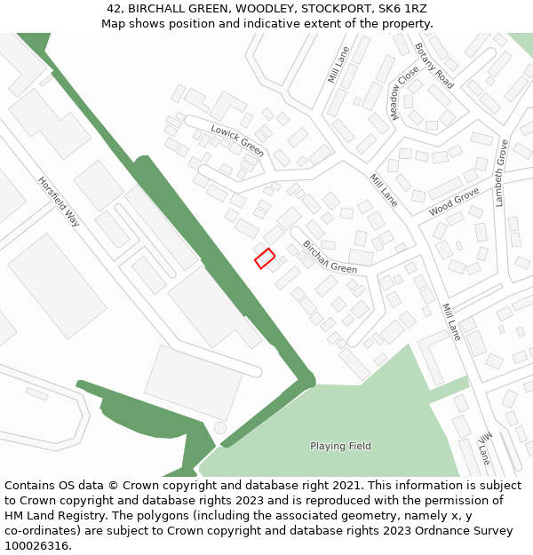 42, BIRCHALL GREEN, WOODLEY, STOCKPORT, SK6 1RZ: Location map and indicative extent of plot