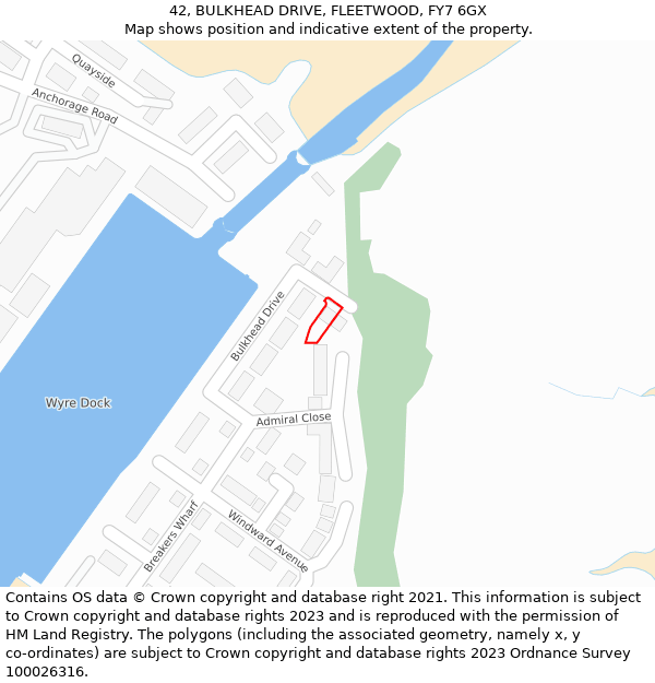 42, BULKHEAD DRIVE, FLEETWOOD, FY7 6GX: Location map and indicative extent of plot