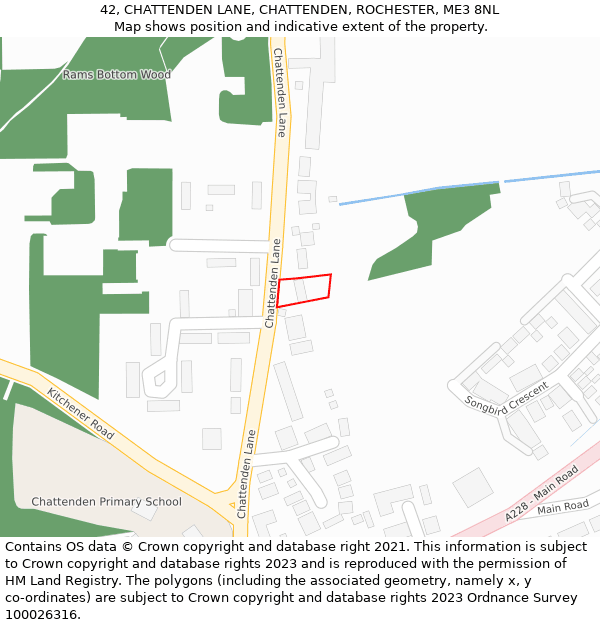 42, CHATTENDEN LANE, CHATTENDEN, ROCHESTER, ME3 8NL: Location map and indicative extent of plot