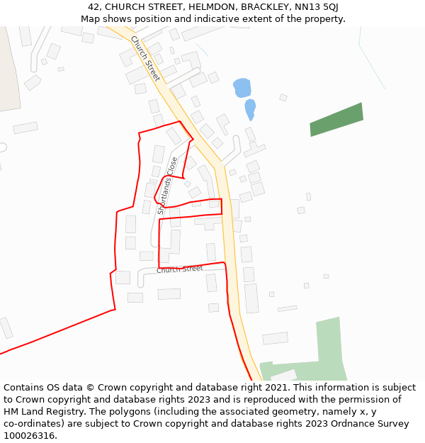 42, CHURCH STREET, HELMDON, BRACKLEY, NN13 5QJ: Location map and indicative extent of plot