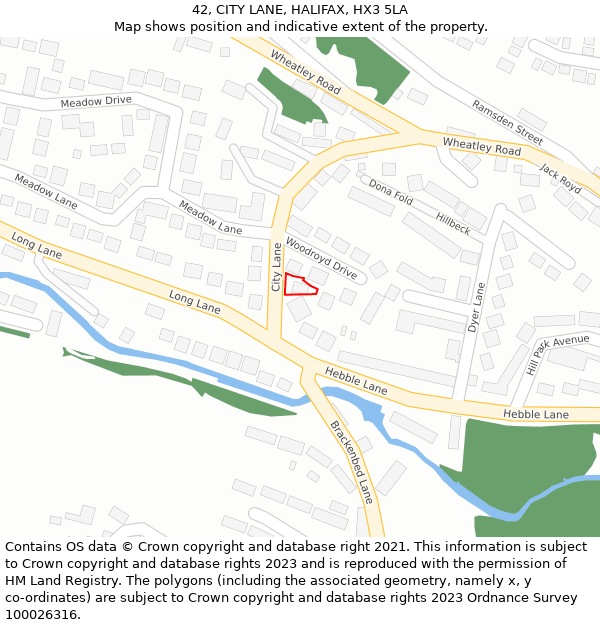 42, CITY LANE, HALIFAX, HX3 5LA: Location map and indicative extent of plot