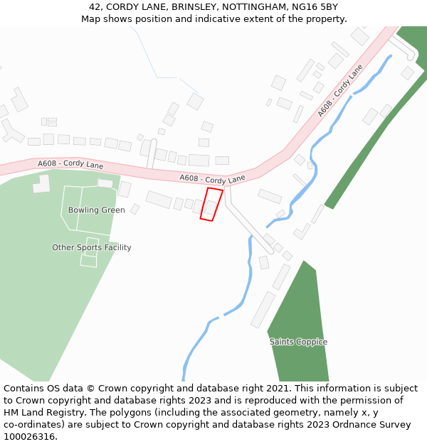 42, CORDY LANE, BRINSLEY, NOTTINGHAM, NG16 5BY: Location map and indicative extent of plot