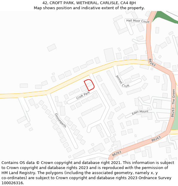 42, CROFT PARK, WETHERAL, CARLISLE, CA4 8JH: Location map and indicative extent of plot