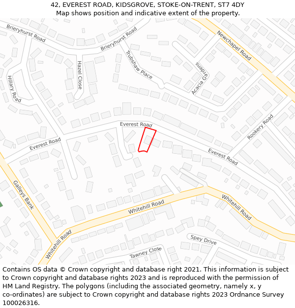 42, EVEREST ROAD, KIDSGROVE, STOKE-ON-TRENT, ST7 4DY: Location map and indicative extent of plot