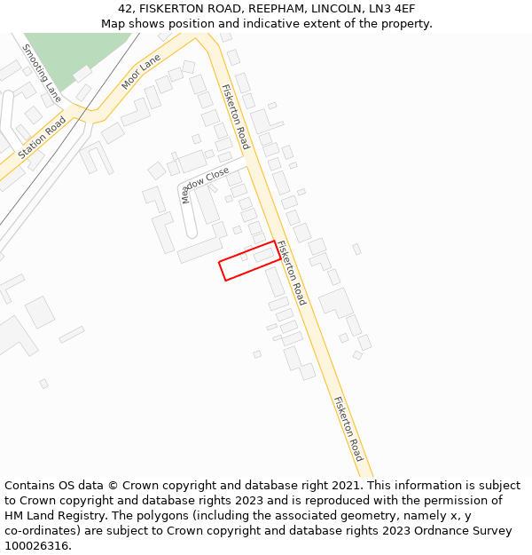 42, FISKERTON ROAD, REEPHAM, LINCOLN, LN3 4EF: Location map and indicative extent of plot