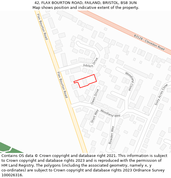 42, FLAX BOURTON ROAD, FAILAND, BRISTOL, BS8 3UN: Location map and indicative extent of plot