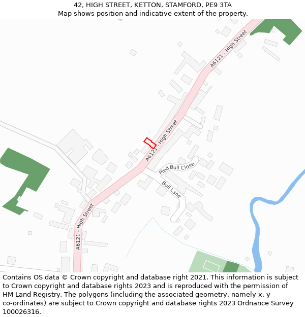 42, HIGH STREET, KETTON, STAMFORD, PE9 3TA: Location map and indicative extent of plot