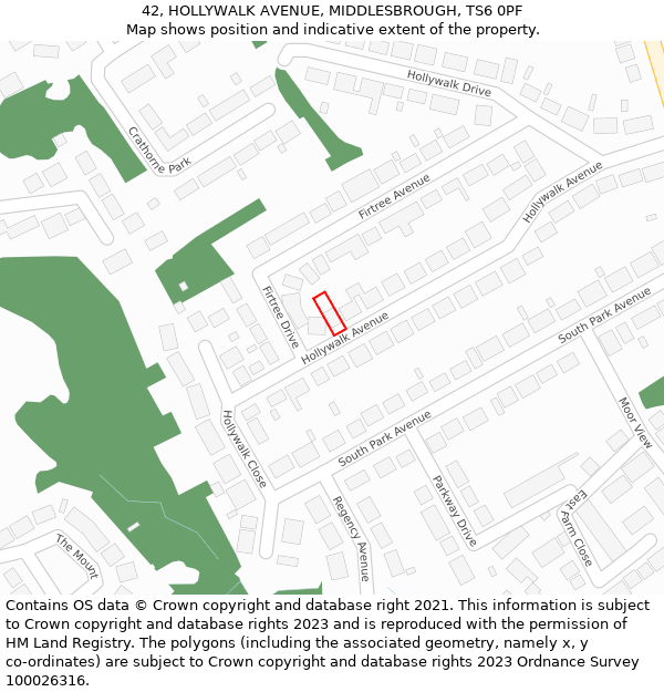 42, HOLLYWALK AVENUE, MIDDLESBROUGH, TS6 0PF: Location map and indicative extent of plot