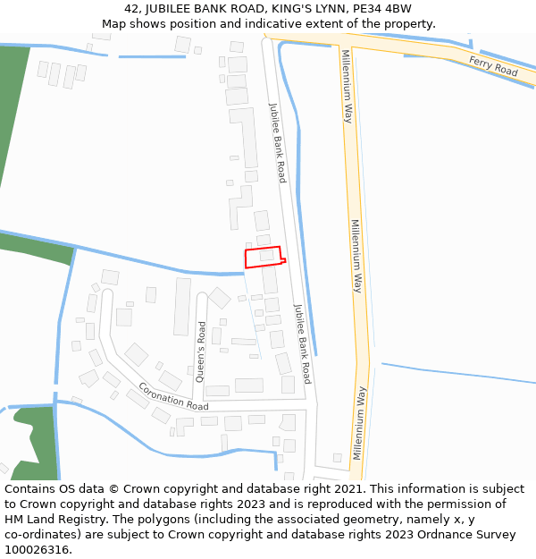 42, JUBILEE BANK ROAD, KING'S LYNN, PE34 4BW: Location map and indicative extent of plot
