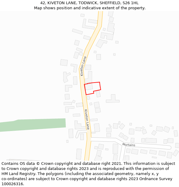 42, KIVETON LANE, TODWICK, SHEFFIELD, S26 1HL: Location map and indicative extent of plot