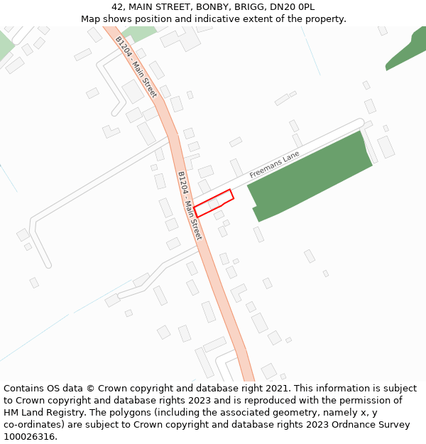 42, MAIN STREET, BONBY, BRIGG, DN20 0PL: Location map and indicative extent of plot