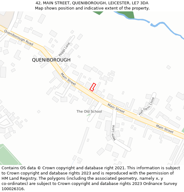 42, MAIN STREET, QUENIBOROUGH, LEICESTER, LE7 3DA: Location map and indicative extent of plot