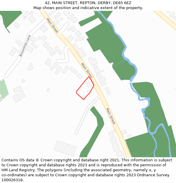 42, MAIN STREET, REPTON, DERBY, DE65 6EZ: Location map and indicative extent of plot