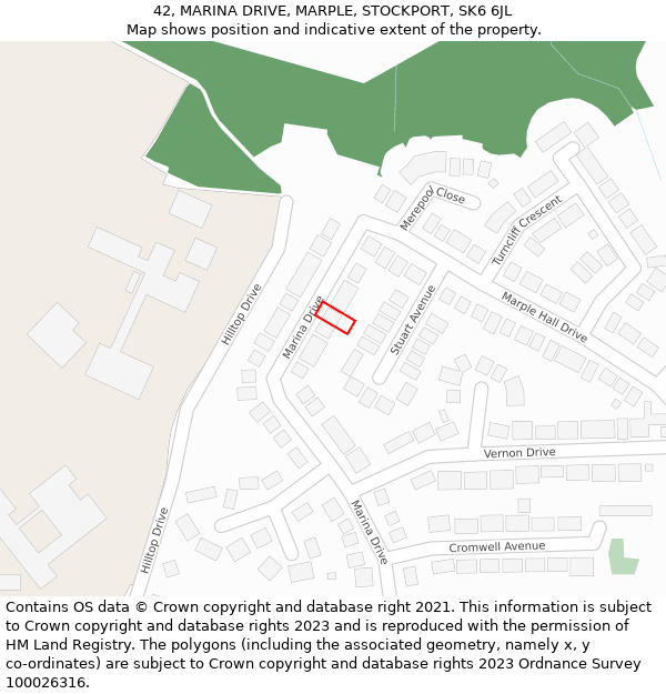 42, MARINA DRIVE, MARPLE, STOCKPORT, SK6 6JL: Location map and indicative extent of plot