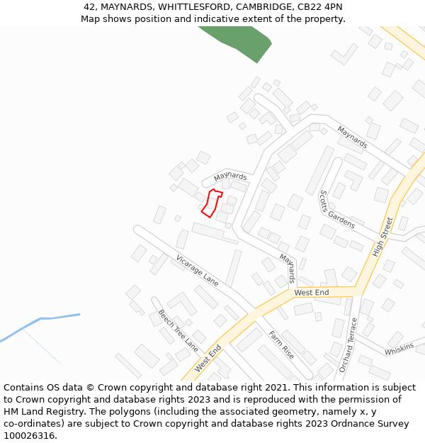 42, MAYNARDS, WHITTLESFORD, CAMBRIDGE, CB22 4PN: Location map and indicative extent of plot