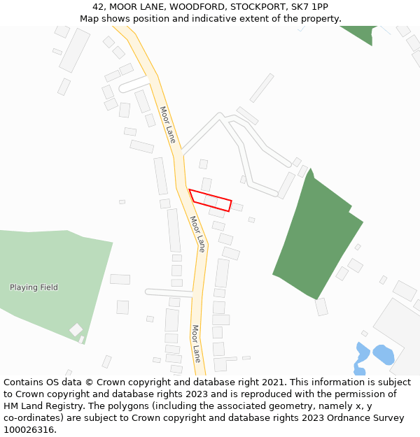 42, MOOR LANE, WOODFORD, STOCKPORT, SK7 1PP: Location map and indicative extent of plot