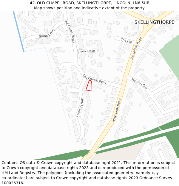 42, OLD CHAPEL ROAD, SKELLINGTHORPE, LINCOLN, LN6 5UB: Location map and indicative extent of plot