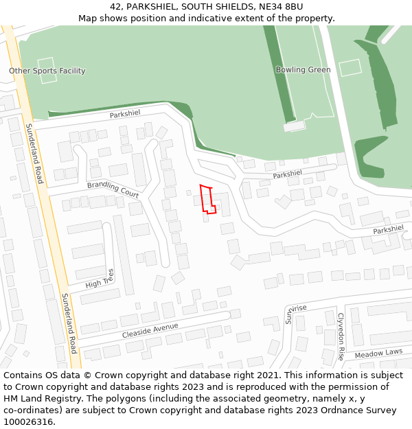 42, PARKSHIEL, SOUTH SHIELDS, NE34 8BU: Location map and indicative extent of plot