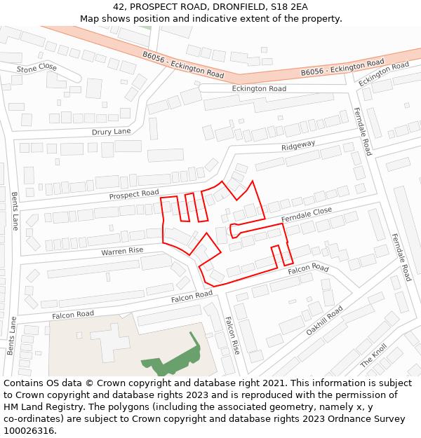 42, PROSPECT ROAD, DRONFIELD, S18 2EA: Location map and indicative extent of plot