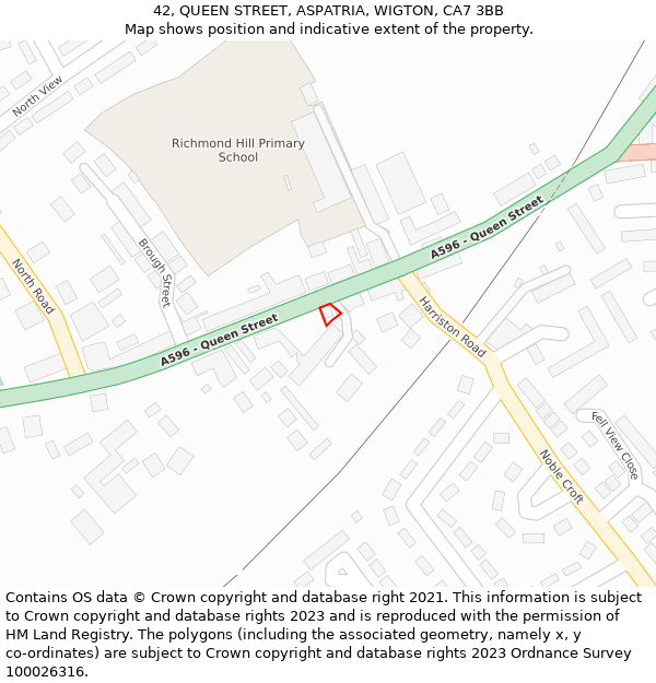 42, QUEEN STREET, ASPATRIA, WIGTON, CA7 3BB: Location map and indicative extent of plot