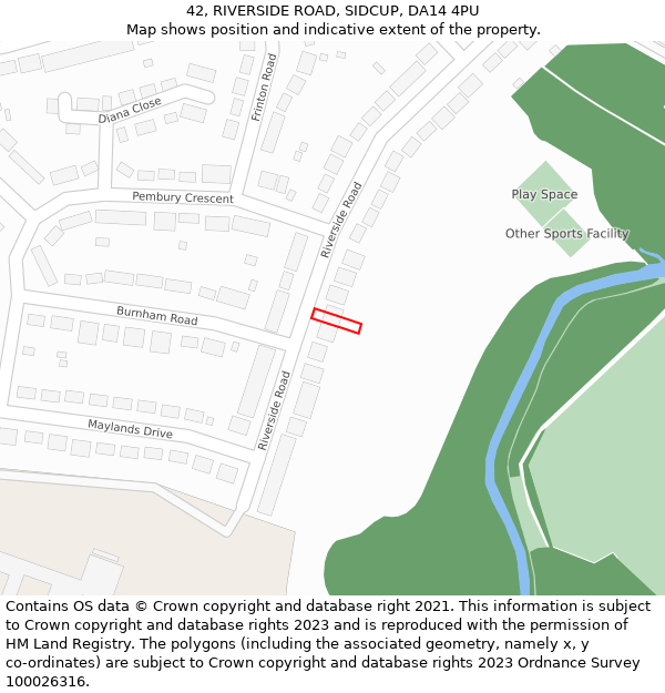 42, RIVERSIDE ROAD, SIDCUP, DA14 4PU: Location map and indicative extent of plot