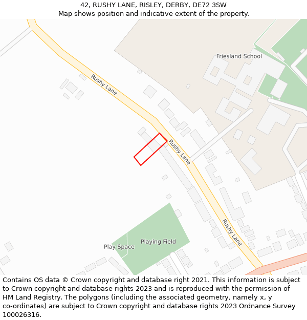 42, RUSHY LANE, RISLEY, DERBY, DE72 3SW: Location map and indicative extent of plot