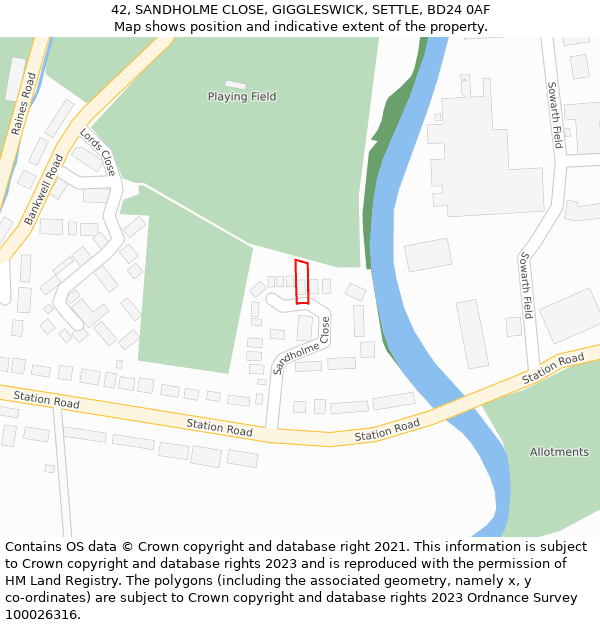 42, SANDHOLME CLOSE, GIGGLESWICK, SETTLE, BD24 0AF: Location map and indicative extent of plot