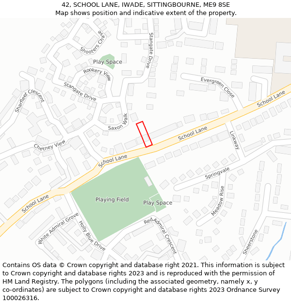 42, SCHOOL LANE, IWADE, SITTINGBOURNE, ME9 8SE: Location map and indicative extent of plot