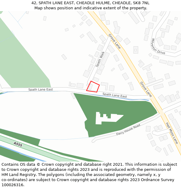 42, SPATH LANE EAST, CHEADLE HULME, CHEADLE, SK8 7NL: Location map and indicative extent of plot