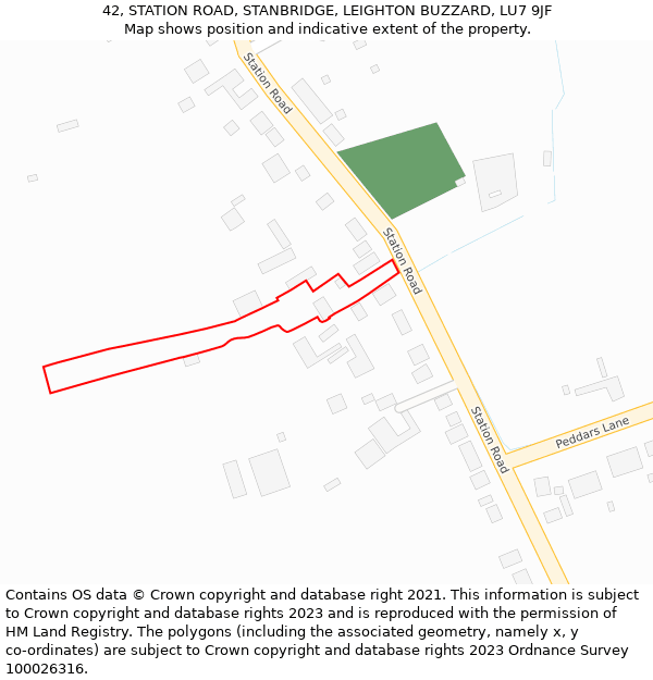 42, STATION ROAD, STANBRIDGE, LEIGHTON BUZZARD, LU7 9JF: Location map and indicative extent of plot