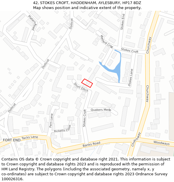 42, STOKES CROFT, HADDENHAM, AYLESBURY, HP17 8DZ: Location map and indicative extent of plot