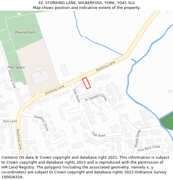 42, STORKING LANE, WILBERFOSS, YORK, YO41 5LS: Location map and indicative extent of plot