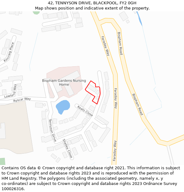 42, TENNYSON DRIVE, BLACKPOOL, FY2 0GH: Location map and indicative extent of plot