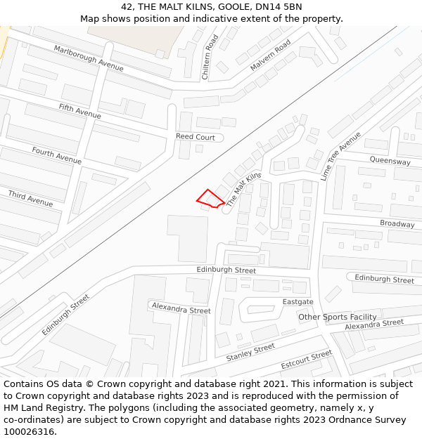 42, THE MALT KILNS, GOOLE, DN14 5BN: Location map and indicative extent of plot