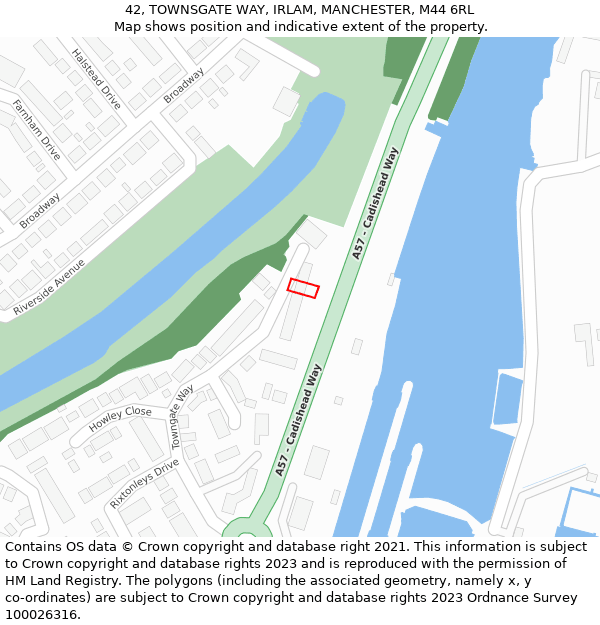 42, TOWNSGATE WAY, IRLAM, MANCHESTER, M44 6RL: Location map and indicative extent of plot