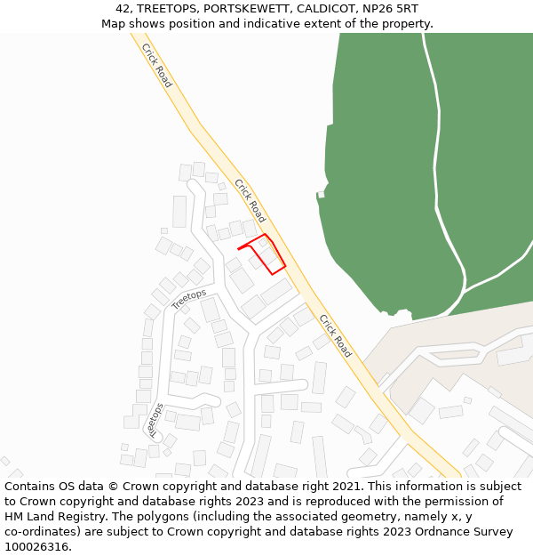 42, TREETOPS, PORTSKEWETT, CALDICOT, NP26 5RT: Location map and indicative extent of plot