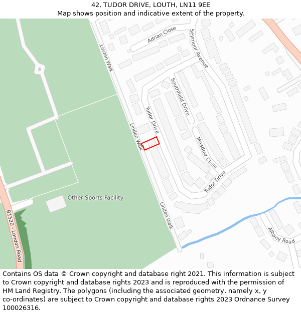 42, TUDOR DRIVE, LOUTH, LN11 9EE: Location map and indicative extent of plot
