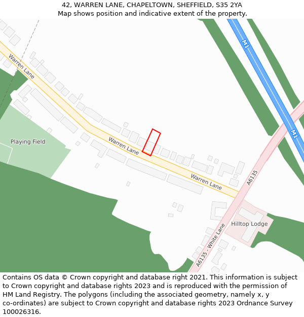 42, WARREN LANE, CHAPELTOWN, SHEFFIELD, S35 2YA: Location map and indicative extent of plot