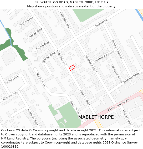 42, WATERLOO ROAD, MABLETHORPE, LN12 1JP: Location map and indicative extent of plot