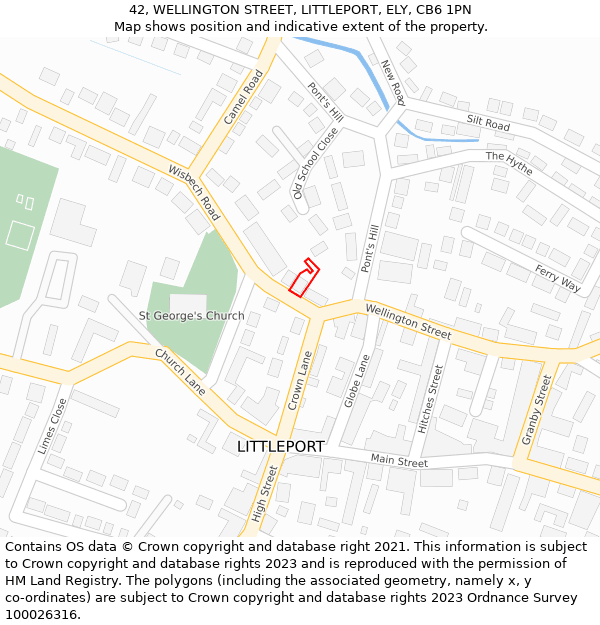 42, WELLINGTON STREET, LITTLEPORT, ELY, CB6 1PN: Location map and indicative extent of plot