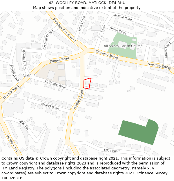 42, WOOLLEY ROAD, MATLOCK, DE4 3HU: Location map and indicative extent of plot
