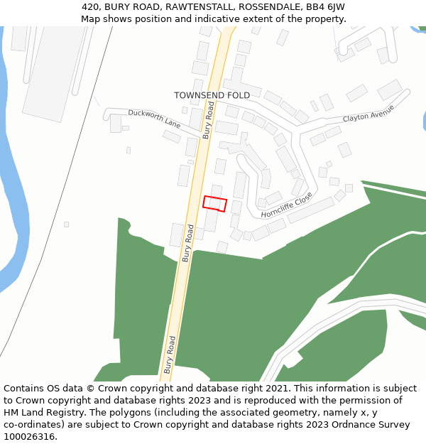 420, BURY ROAD, RAWTENSTALL, ROSSENDALE, BB4 6JW: Location map and indicative extent of plot