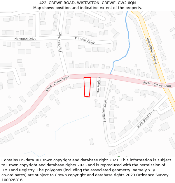 422, CREWE ROAD, WISTASTON, CREWE, CW2 6QN: Location map and indicative extent of plot