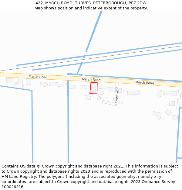 422, MARCH ROAD, TURVES, PETERBOROUGH, PE7 2DW: Location map and indicative extent of plot