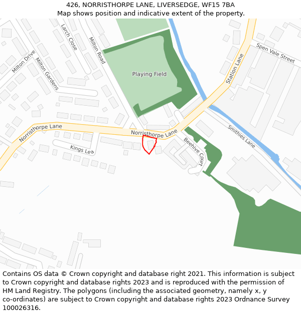 426, NORRISTHORPE LANE, LIVERSEDGE, WF15 7BA: Location map and indicative extent of plot