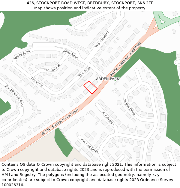 426, STOCKPORT ROAD WEST, BREDBURY, STOCKPORT, SK6 2EE: Location map and indicative extent of plot