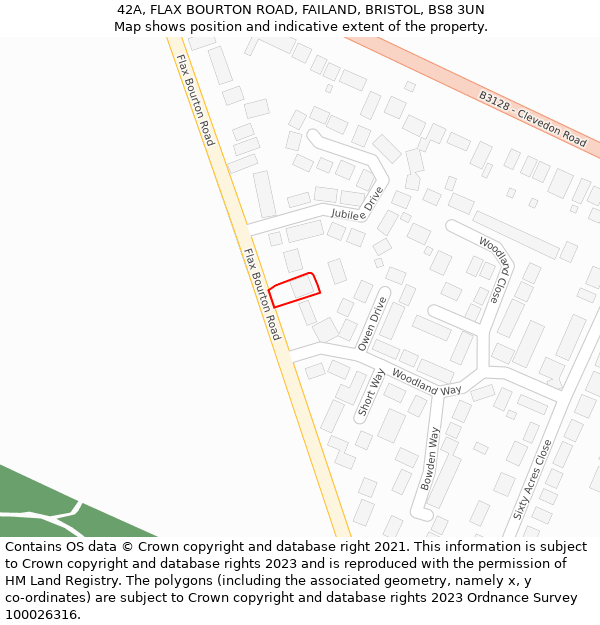 42A, FLAX BOURTON ROAD, FAILAND, BRISTOL, BS8 3UN: Location map and indicative extent of plot