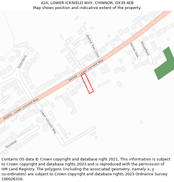 42A, LOWER ICKNIELD WAY, CHINNOR, OX39 4EB: Location map and indicative extent of plot